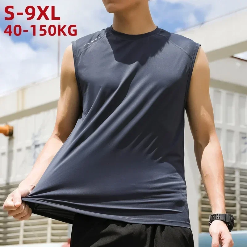 Plus Size 7xl 8xl 9xl Men's Basic Tank Tops Summer Solid Black White Sleeveless Tshirt Gym Tee Sporting Clothes Oversize Vest