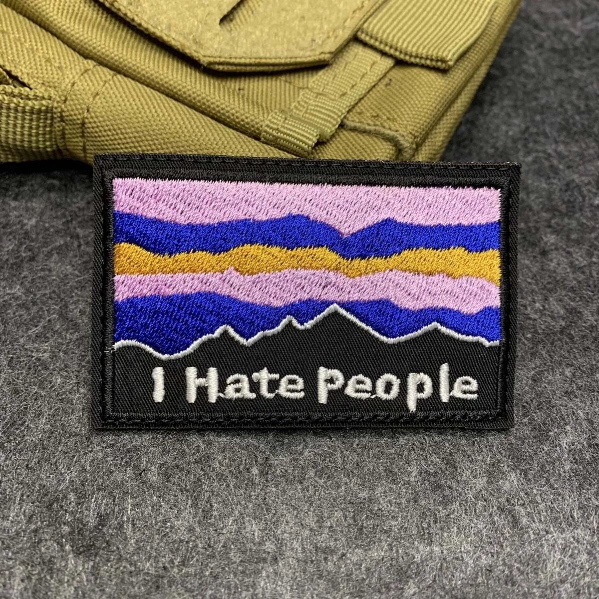 I Hate People Funny Embroidered Patch, Outdoor Meme Morale Badge with Hook & Loop, Hiking Camping Backpack Gift