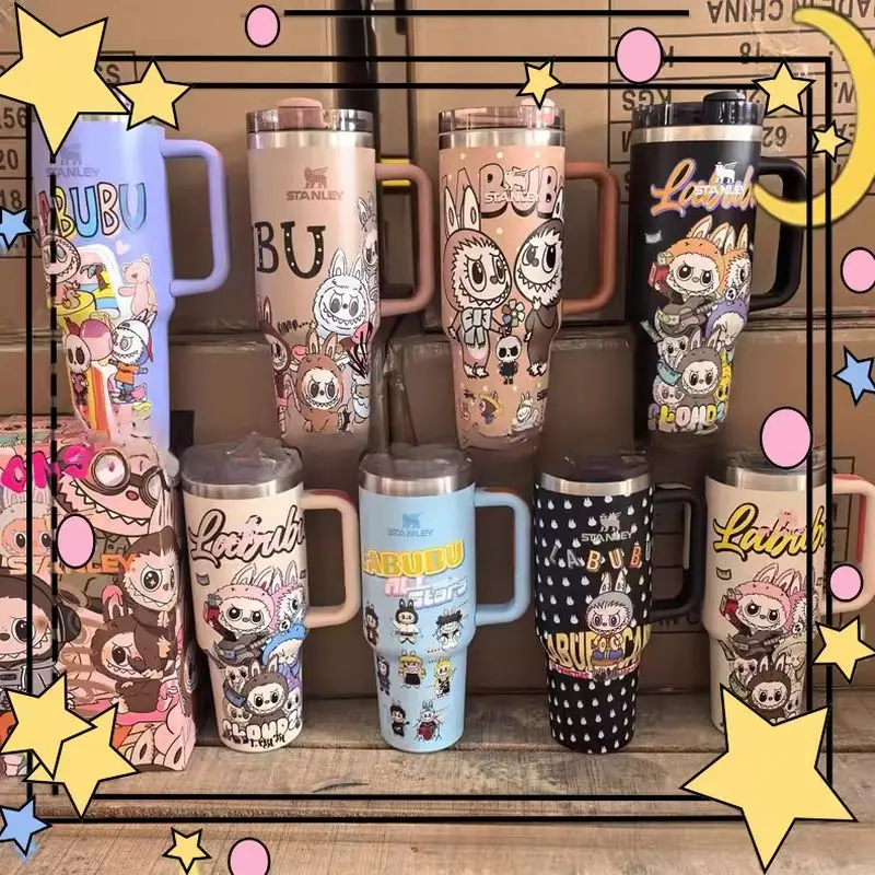 

Labubu Cup Stainless Steel 304 Outdoor Portable Insulated Cup Convenient Straw Car Cup Handheld Thermal Mug For Travel Gift