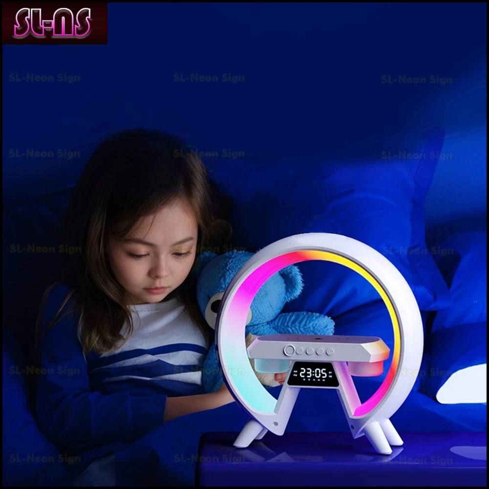 LED RGB Night Light 15W Fast Charging Station For iPhone Samsung Xiaomi Huawei Intelligent BluetoothAaudio Wireless Charger