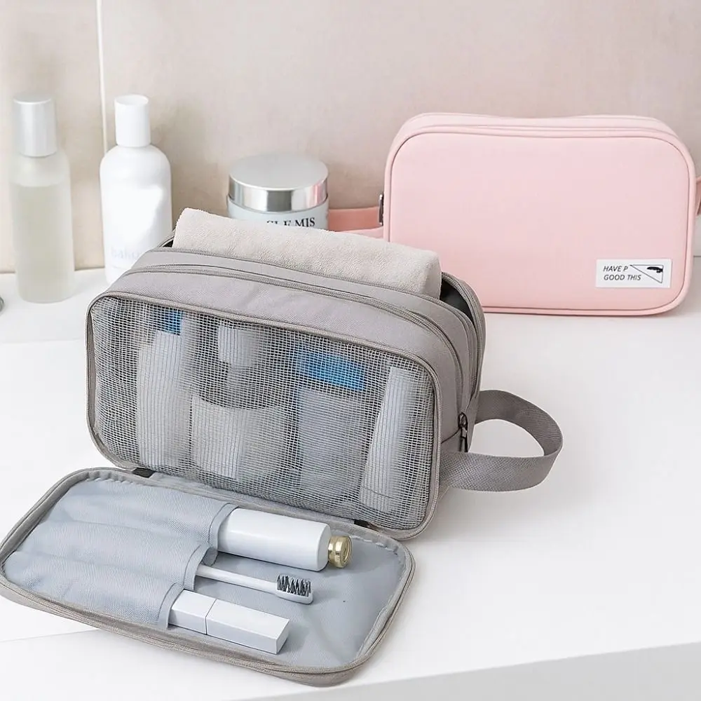 

Dry Wet Separation Travel Cosmetic Bag Large Capacity Dustproof Travel Makeup Bag Handheld Beauty Wash Pouch for Home