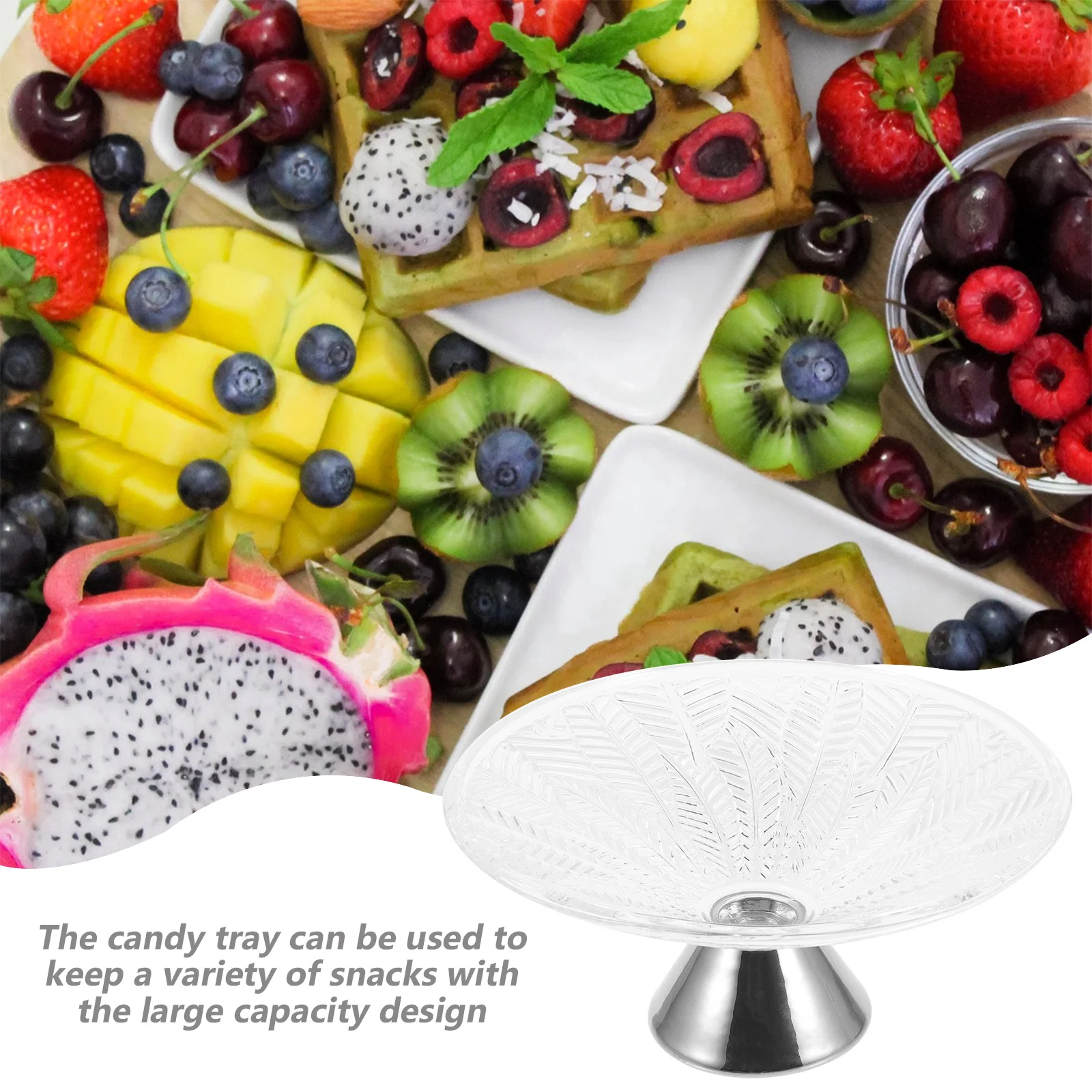 

Fruit Bowl Tree Leaf Glass Footed High Base Modern Large Glass Candy Serving Dish Snack Tray Decorative Table Bowl