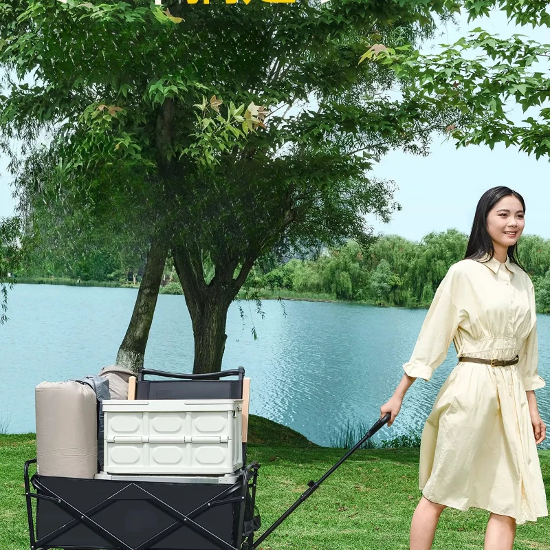 Camping trolley foldable outdoor picnic camping trip camping car portable pickup courier children reclining trailer