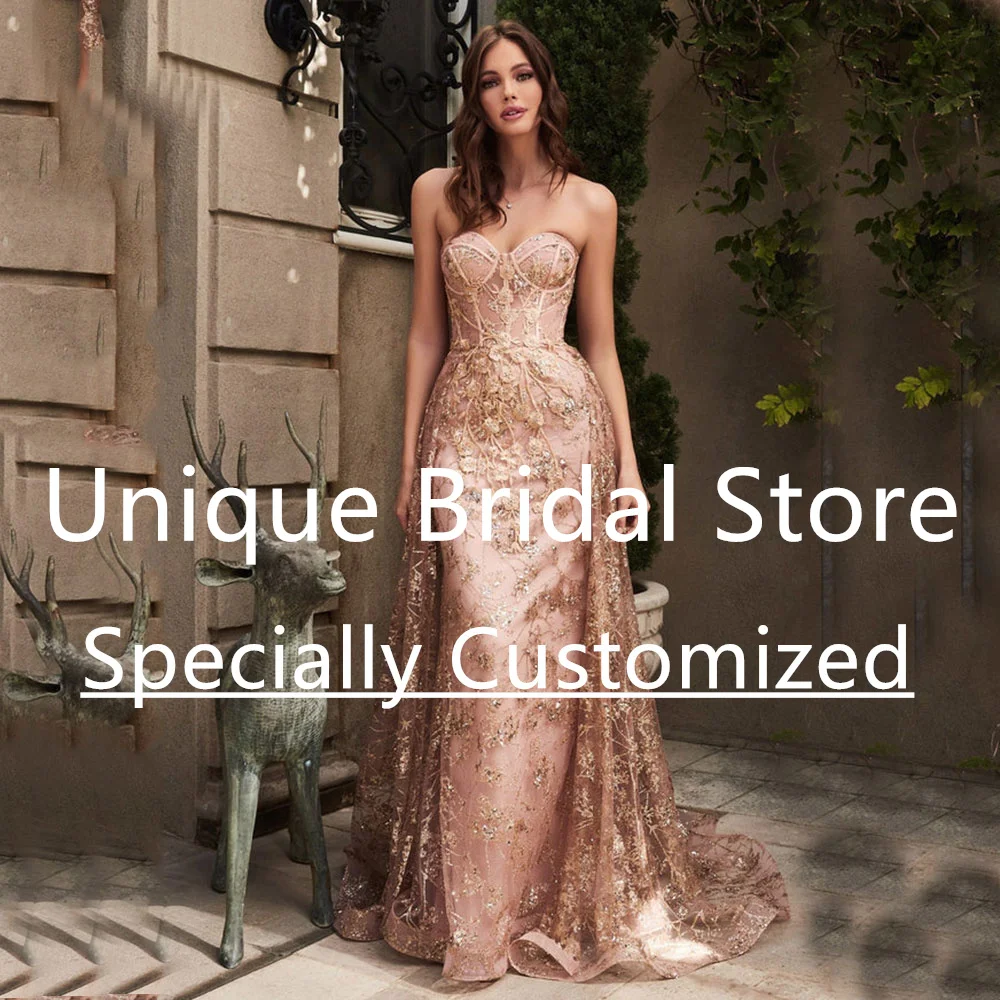 Customized Fashion Lace Prom Dress Sweetheart Mermaid Sweep Train Women\'s Backless Zipper Draped Elegant Vestidos Para Eventos E