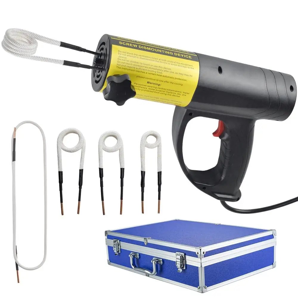 1500W Induction Heater Bolt Removal Kit Handheld Heating Tool 4 Coils Fast Heat Up Safe & Efficient Operation with LED Light