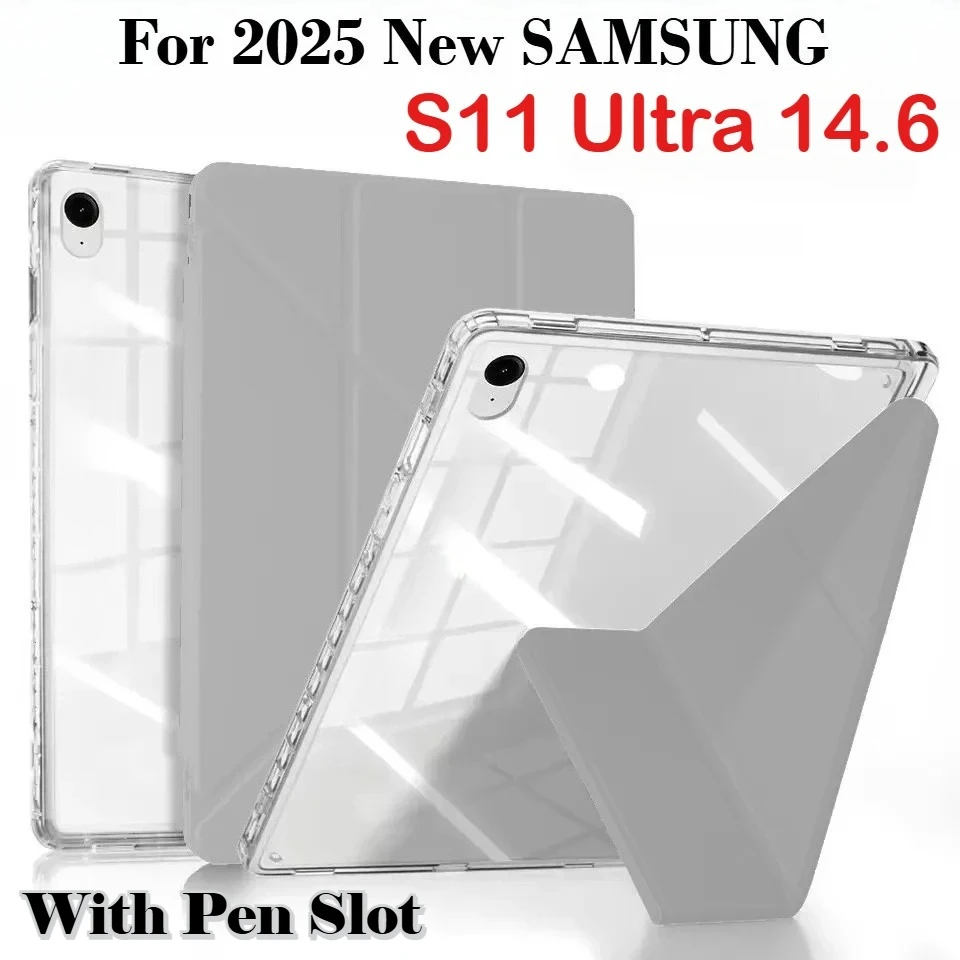 

2025 New Y-Fold Smart Case for Samsung Galaxy Tab S11 Ultra 14.6 Inch S10 Lite Fe Plus 11 13.1" HD Acrylic Back Shockproof Funda