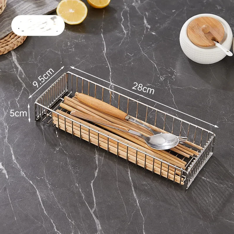 Kitchen Disinfection Cabinet Chopstick Box 304 Stainless Steel Drain Chopsticks, Cage Chopsticks Knife and Fork Storage Basket