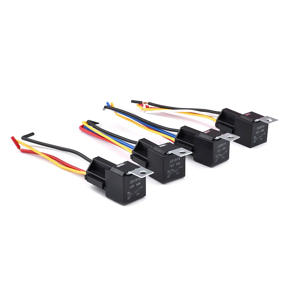 1 Stück Auto-Relais 12V 24V 40A 4P 5-polig Wasserdichtes Automobil-Relais JD1912 JD1914 JD2912 JD2914 Auto-Relais mit Kabelbaum und Relaissockel – Detail 8