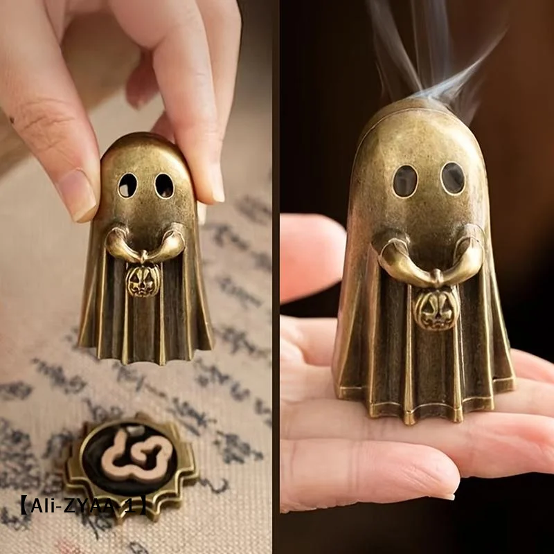【A】Ghost Incense Holder Ornament Handheld Pumpkin Desktop Decoration Suitable For Yoga, Meditation, Tea Ceremonies Home Decor