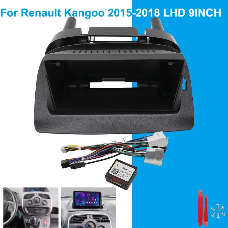 Marco de Radio para Coche de 9 Pulgadas para Renault Kangoo 2015-2018 LHD, Kit de Instalación de Estéreo en el Panel del Salpicadero