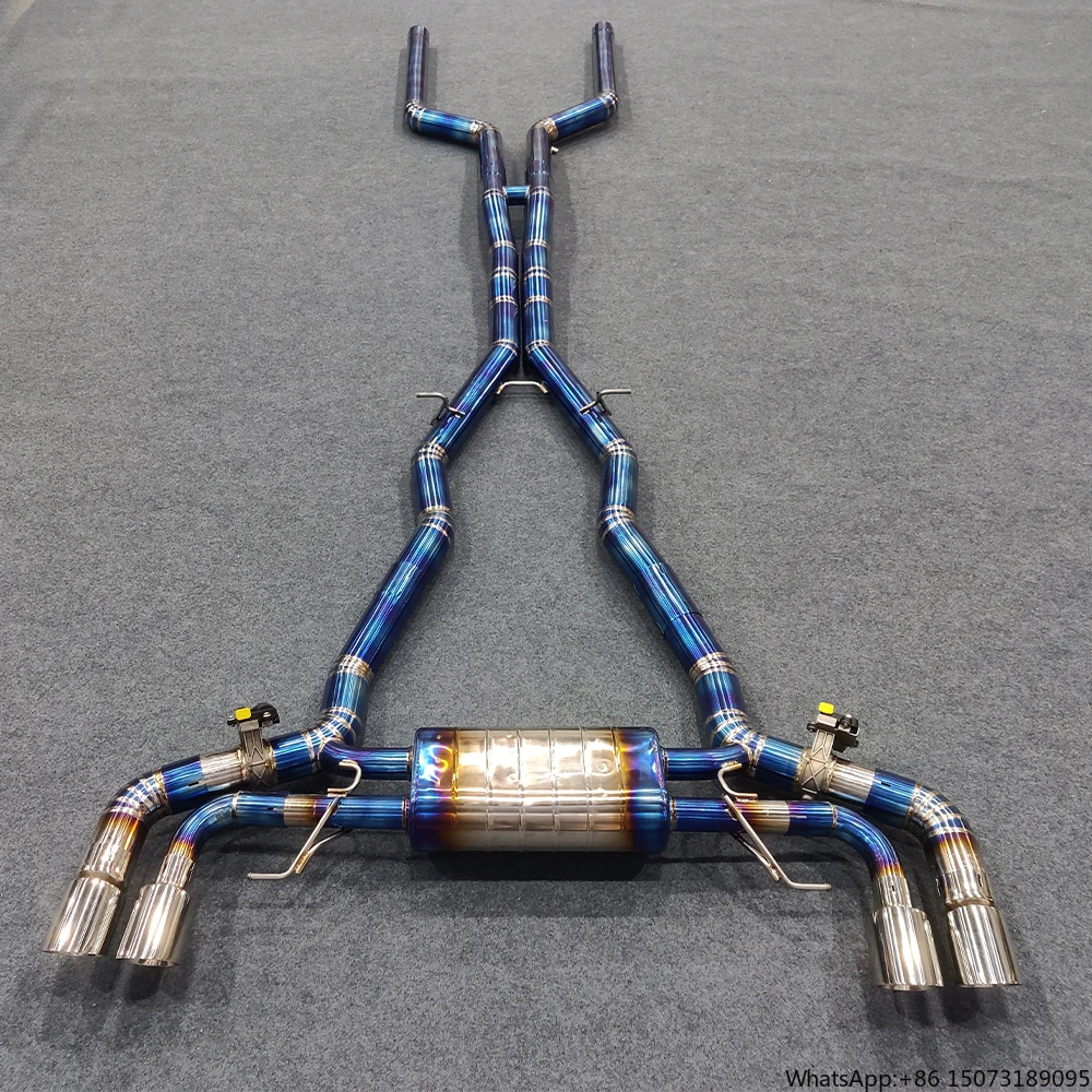 Titanium Cooked Blue Muffler Electronic Valves Catback Exhaust Pipes for M5 F90 4.4T  Exhaust