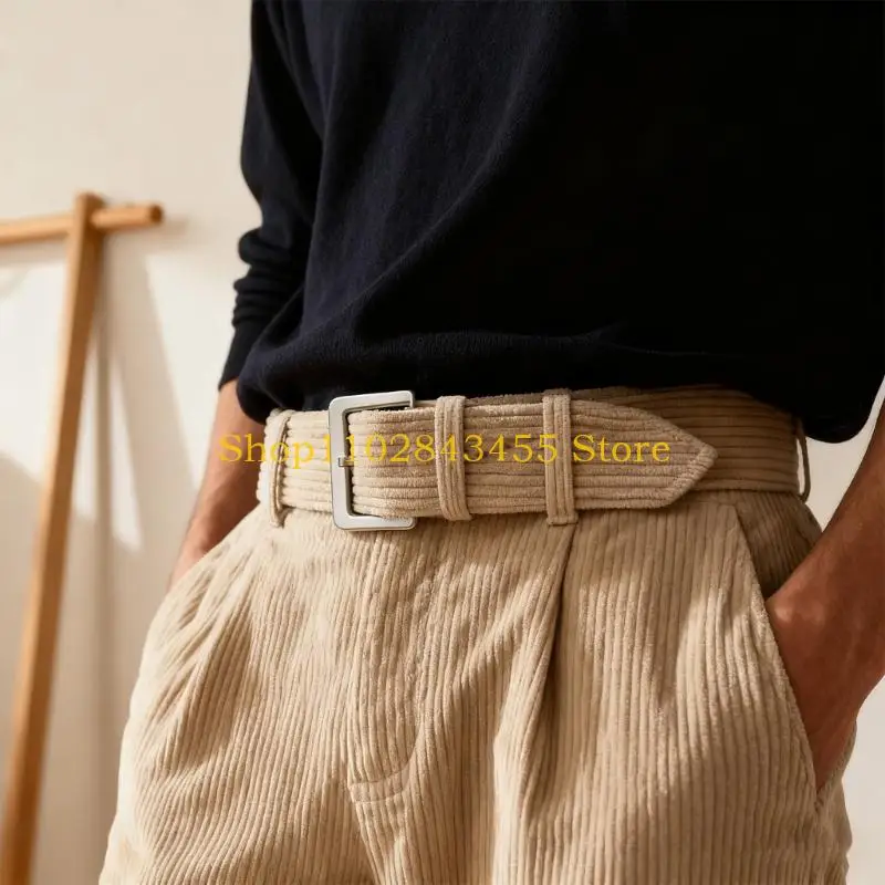 49MC Practical Corduroy Waistband Belt With Comfortable Retro Styling Reusable Adjustable Strap For Outdoor And Office Use