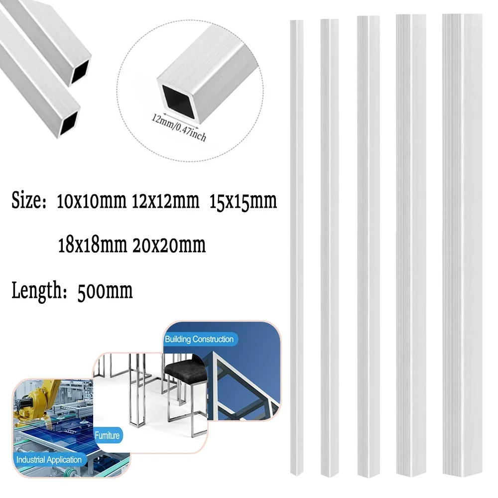 304 Stainlessy Steel Square Tube Size 10-20mm Metal Square Tube 1mm Thick Polished Structural Tube Corrosion Resistance
