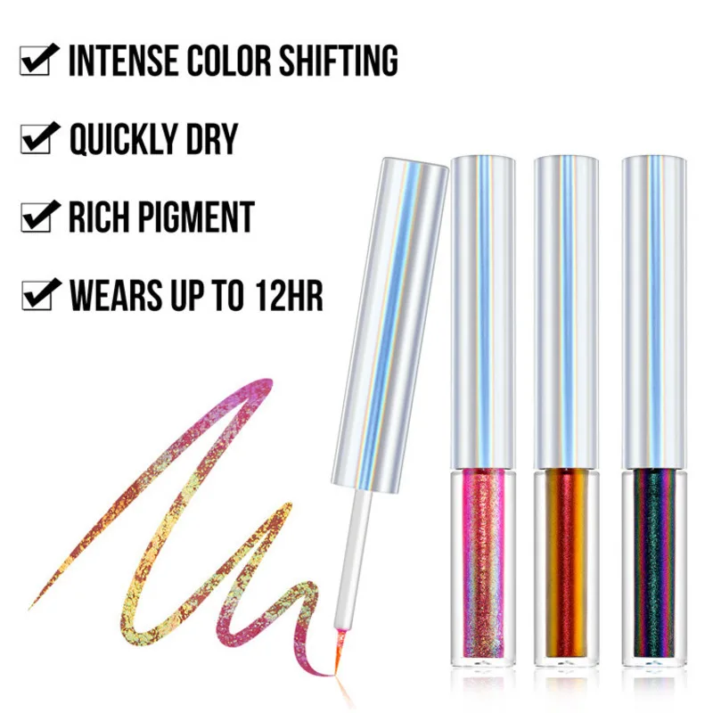 قلم تحديد عيون بصرية على شكل الحرباء مكون من 19 لونًا، قلم تحديد عيون ملون سريع الجفاف، قلم عين