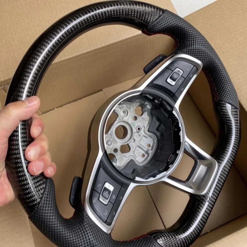 Customm Carbon Fiber RLine Sports Steering Wheel MK6 7 7.5 GTI GTD GTE R Polo Suede Leather Car Accessorie For Volkswage VW Golf - view 3