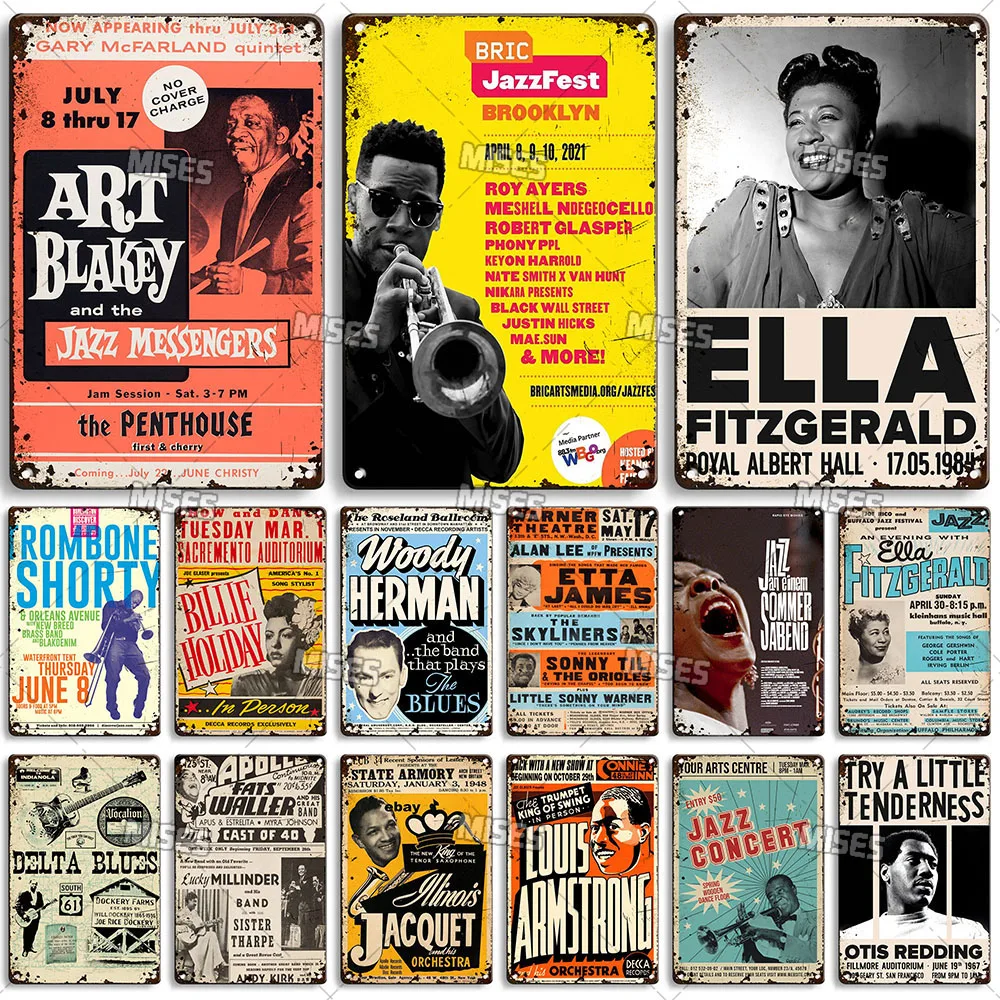 Meses jazz placa de metal música cartaz de metal casa café sinal de metal cartaz decorativo clássico placa de metal decoração industrial