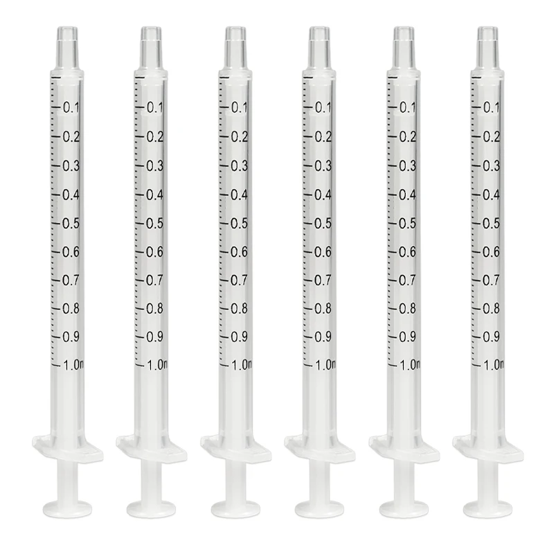 1ml Corrosion-Resistant Plastic Disposable Syringe Without Rubber Stopper 2-Parts Syringes For Lab Use 100pcs