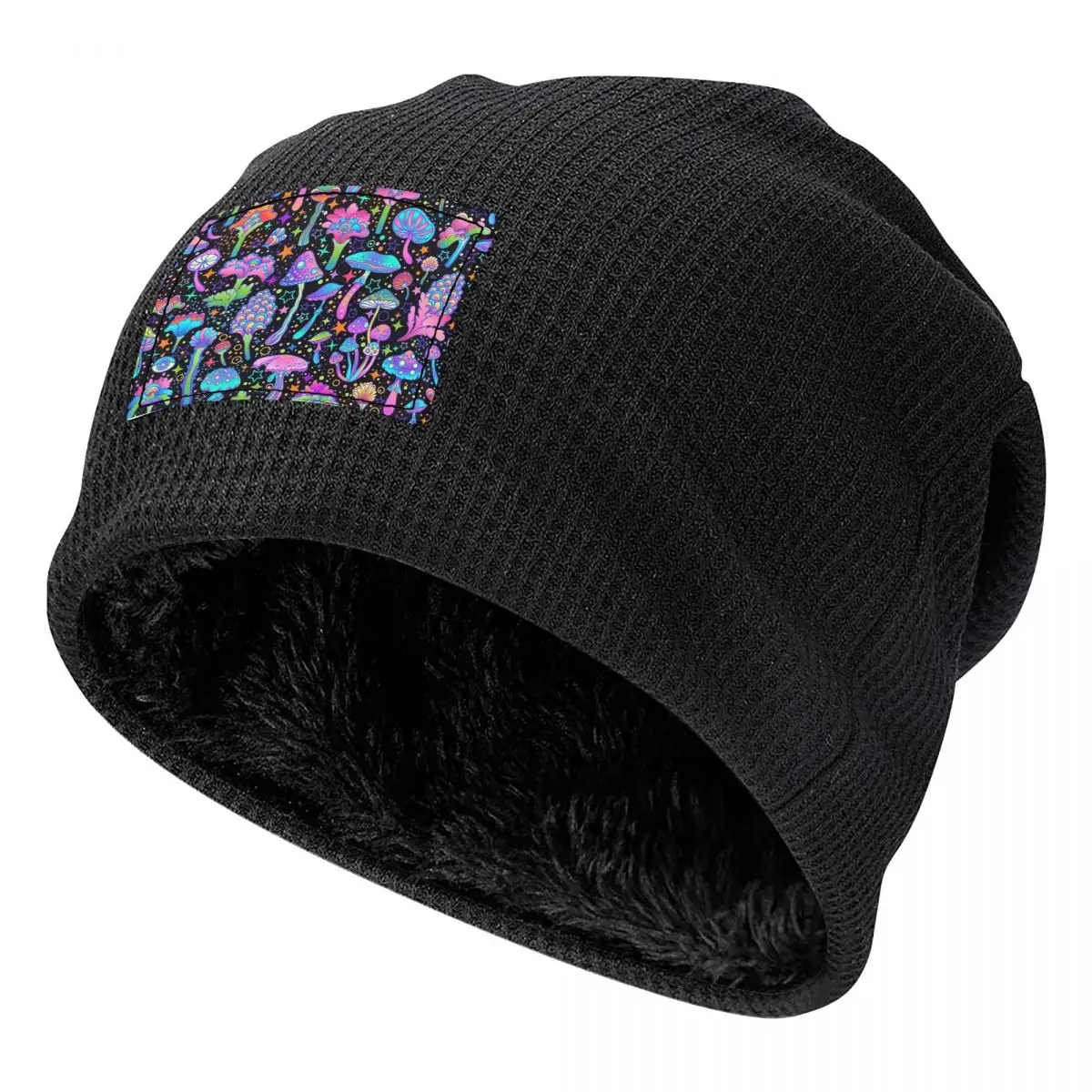 Psychedelic Magic Mushrooms Print Lava  Beanies Caps Fleece-Lined Bonnet Hat Warm Fashion Autumn Winter Outdoor Skullies Hats