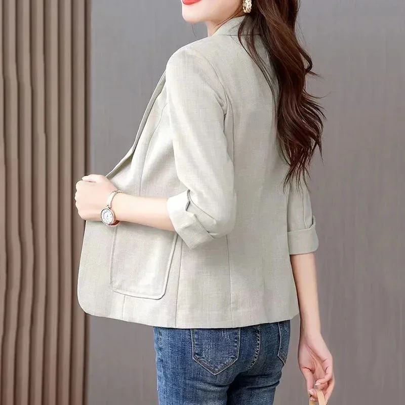 

Women Blazer Jacket Spring Summer New 2023 Thin Three-quarter Sleeve Suit Top Ladies Casual Slim Wild Office Blazers Lady Tops