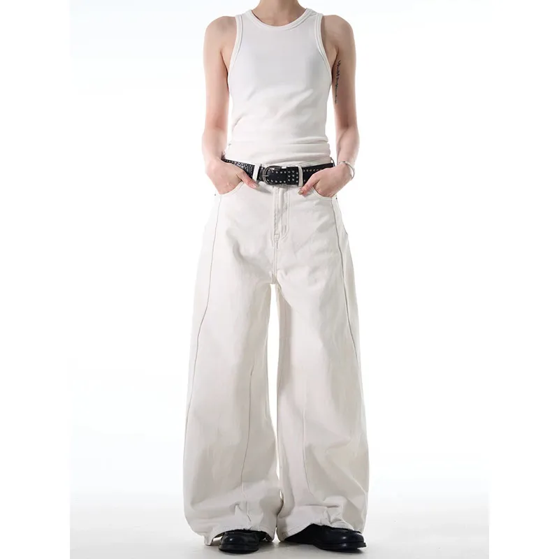 

White Jeans Women Y2K Baggy Woman Vintage High Waisted Jeans Straight Streetwear Casual Loose Big Size Wide Leg Denim Pants