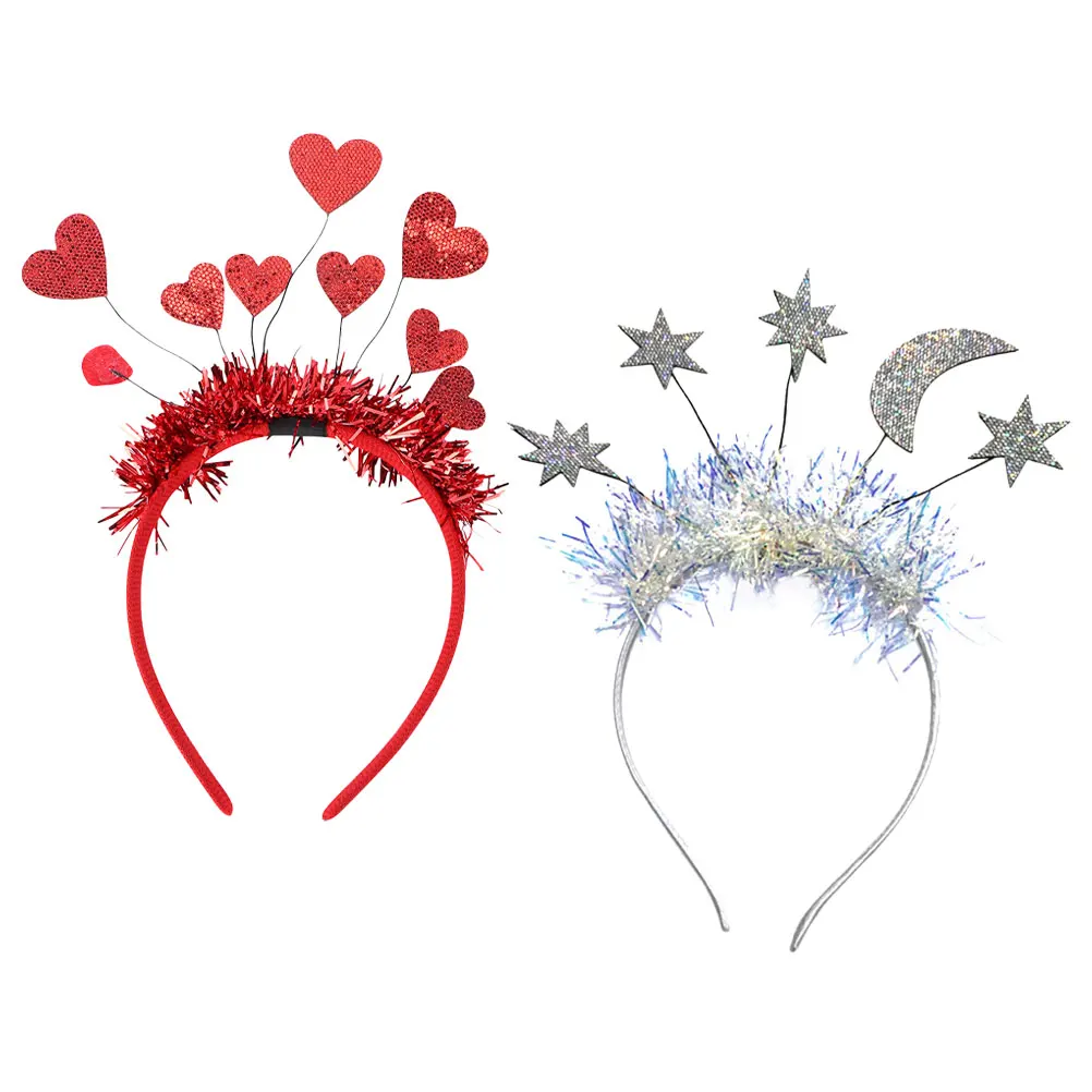 

2 шт., головной убор с сердечком на день Святого Валентина, уникальные аксессуары, праздничная одежда, яркий цвет, романтический дизайн, праздничный головной убор