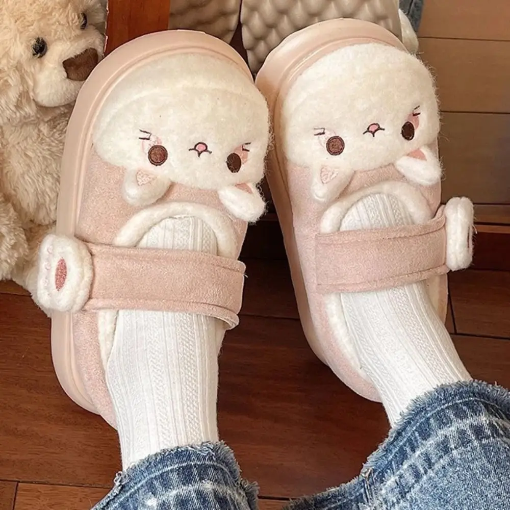 لطيف الكرتون القط باو أحذية Kawaii Homewear سميكة نعال تدفئة لوليتا سميكة وحيد أفخم الطابق أحذية النساء #3