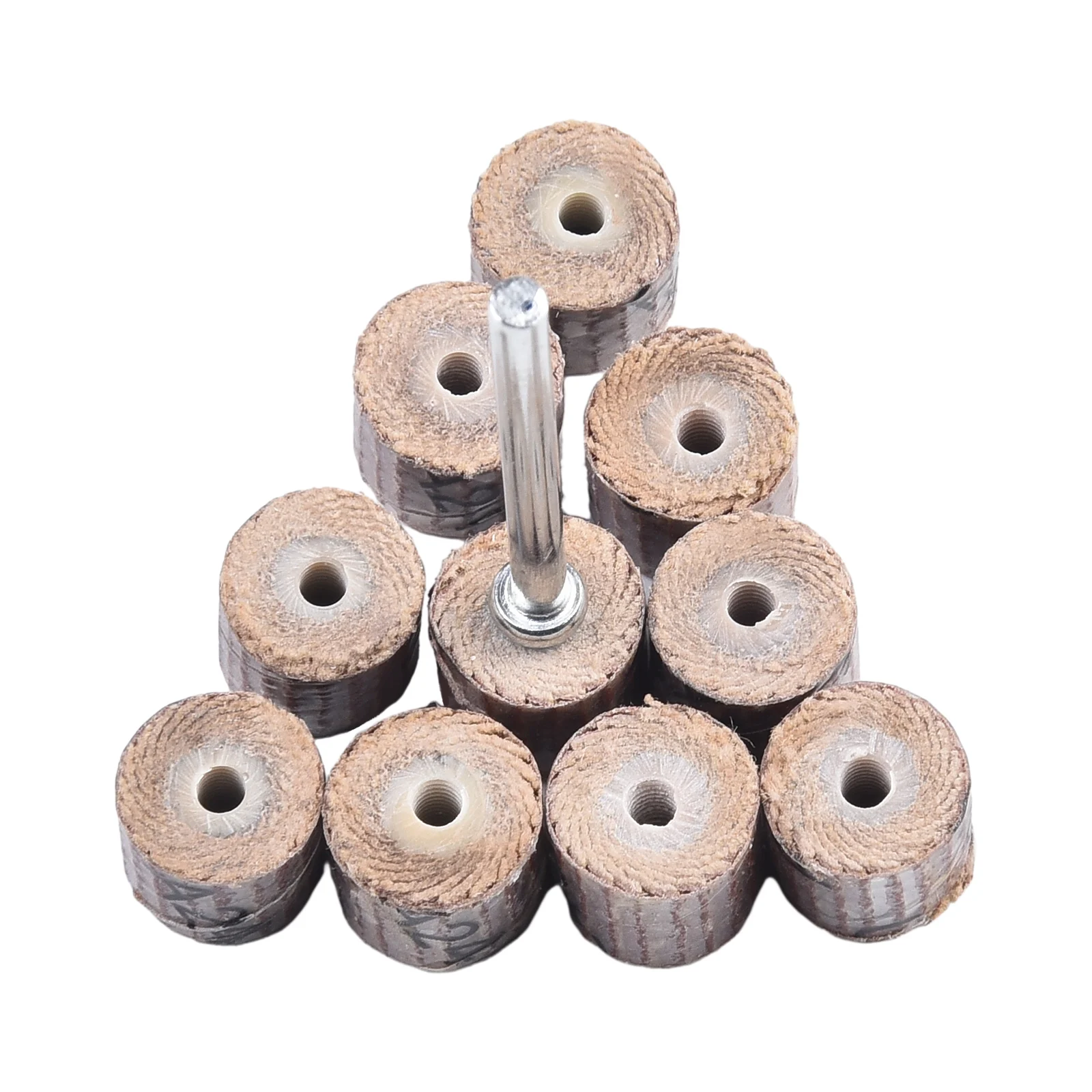 Useful Flap Wheel W/mandrel Woodworking 10*8*3mm 10pcs For plastic wood Grinding Polishing Tool Sanding Flap Disc