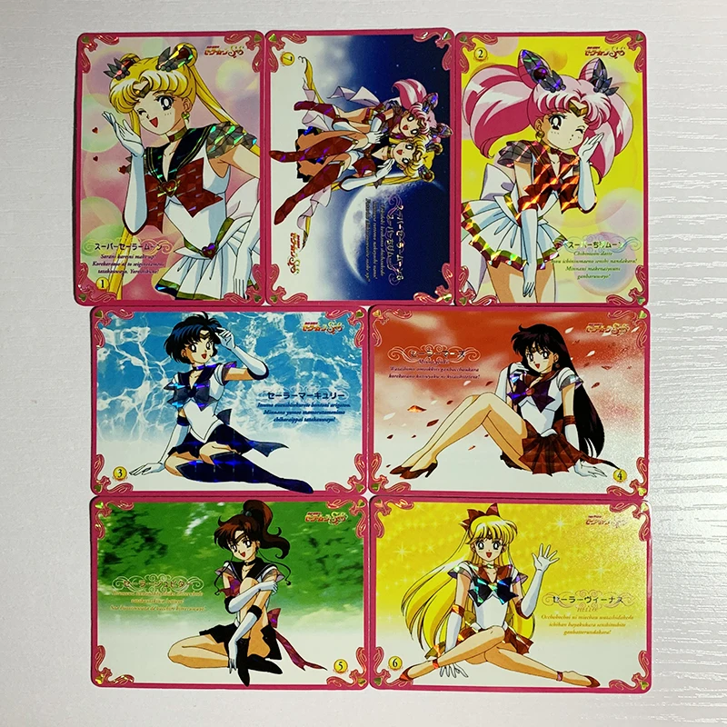 7 Sheets Sailor Moon Flash Card Tsukino Usagi Chibiusa Aino Minako Gorgeous Series Diy Anime Collection Action Toy Figures Gifts