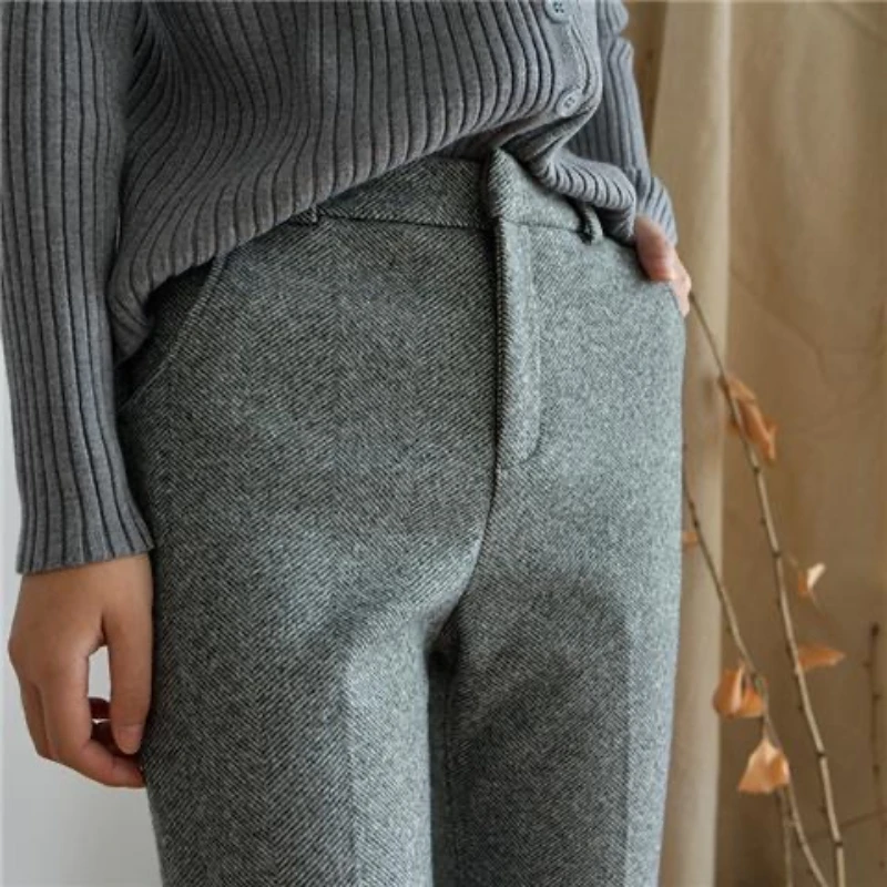 

Wool Woolen Harem Trousers Women's Autumn and Winter New High Waist Slimming Ankle-Tied Suit Pants Loose Casual Cigarette Pants