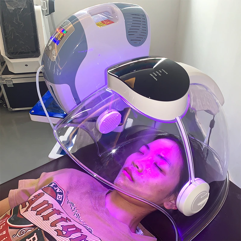 2023 New Portable Beauty Spa Use  LEDs Lights Dome Hyperbaric Machine Skin Oxygen Jet