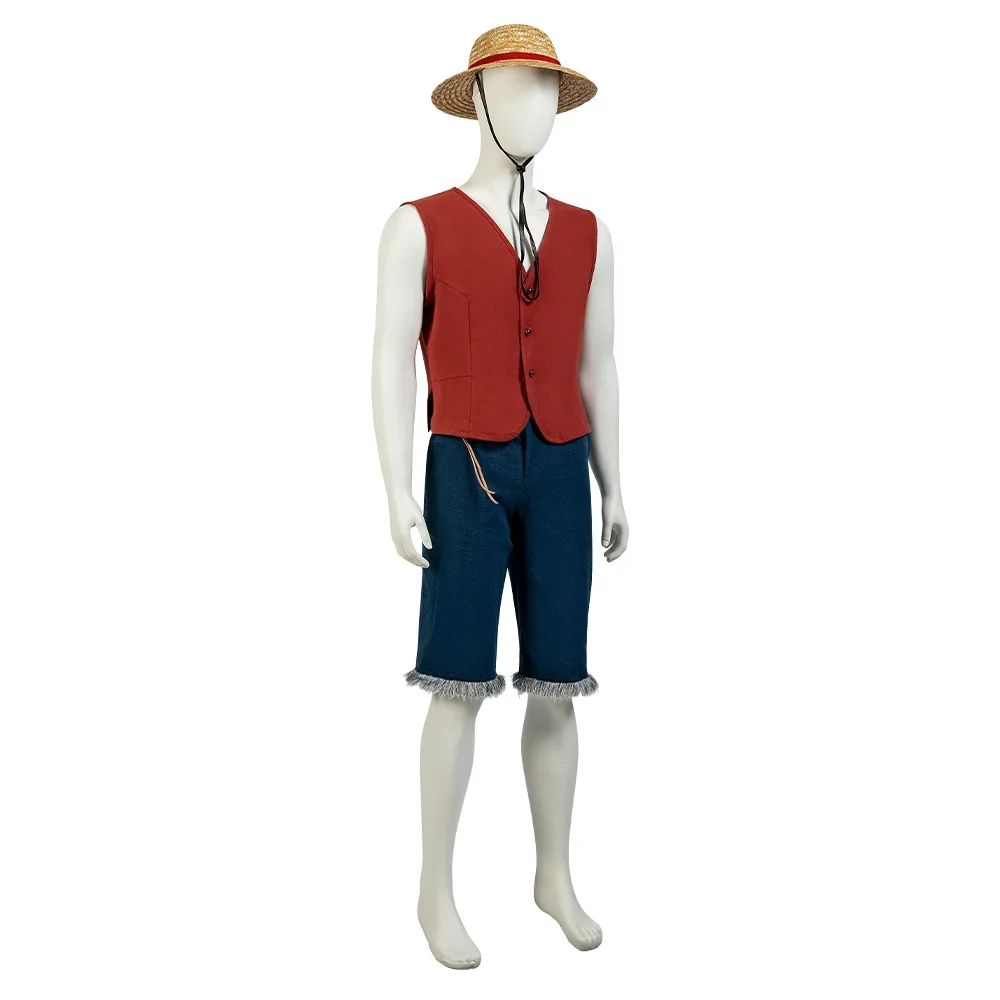 Costume de Cosplay Anime Luffy pour Homme Adulte, Tenue Complète, Uniforme de Carnaval d'Halloween, Déguisement de ix