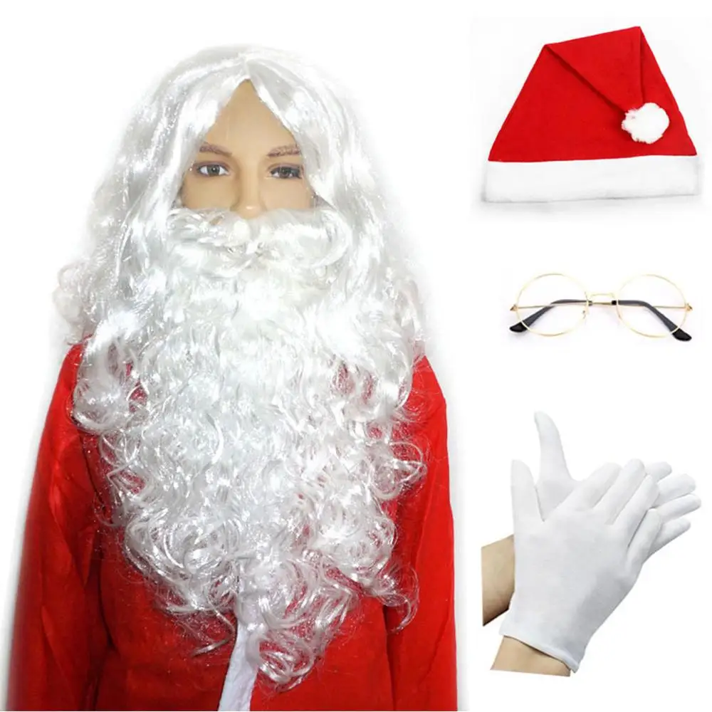 Christmas Halloween Santa Wig & Beard Cosplay Costume Accessories DIY Decorations Santa Claus Long Beard White Beard Wig