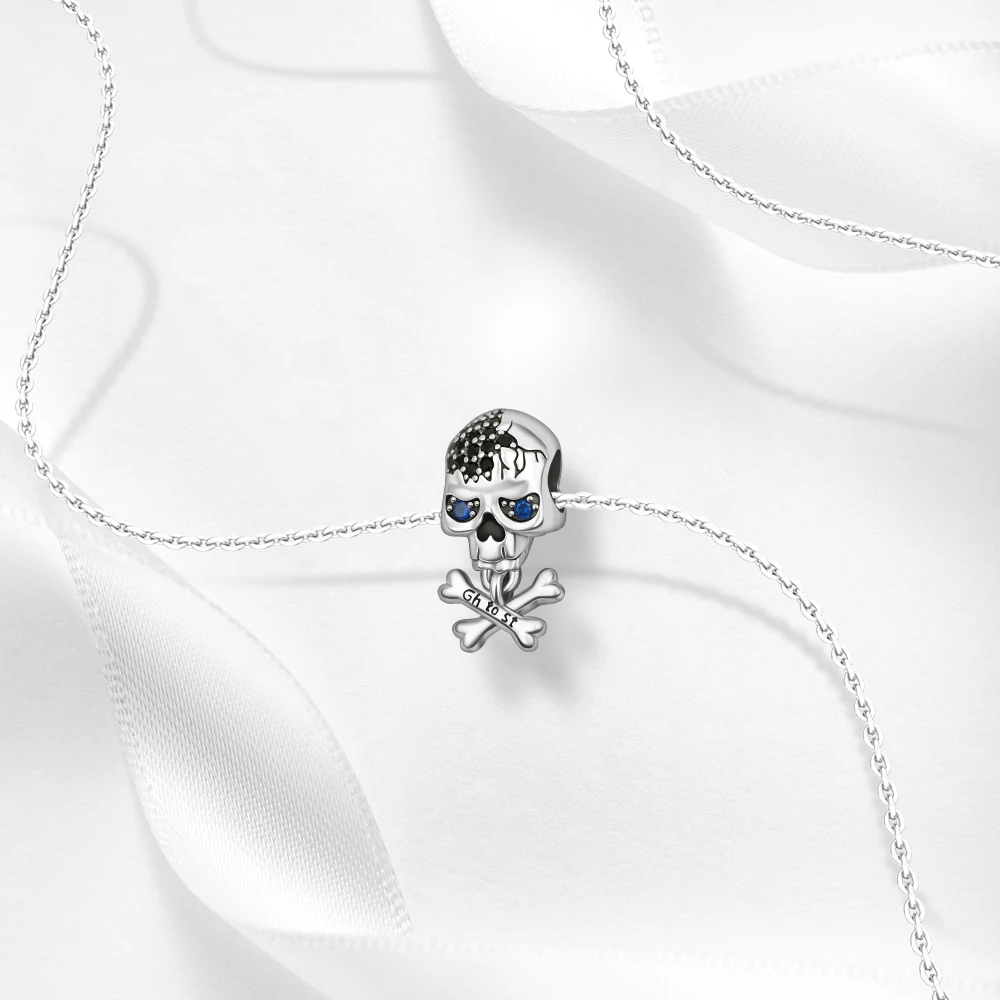 Ahthen 925 فضة رائجة البيع الخرز الجمجمة استرخى سحر صالح ثعبان سلسلة أساور القلائد للنساء صنع المجوهرات #3