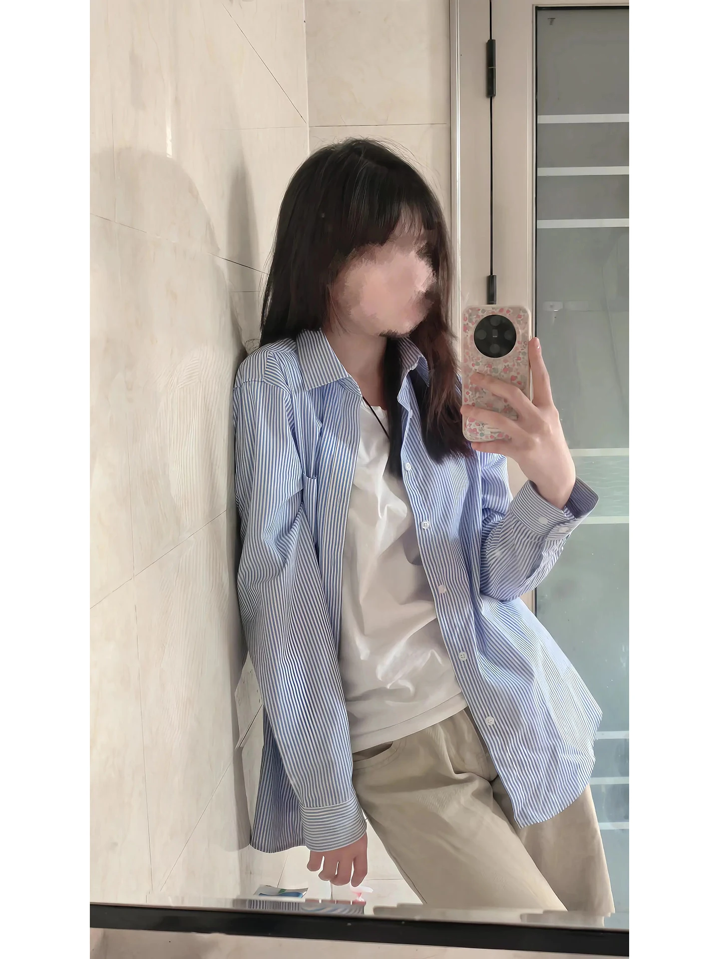 

American Stripe Long Sve irt ex Summer High Sensation Collar Casual Top Cleanfit Trendy Outerwear Stand Fit Youth...