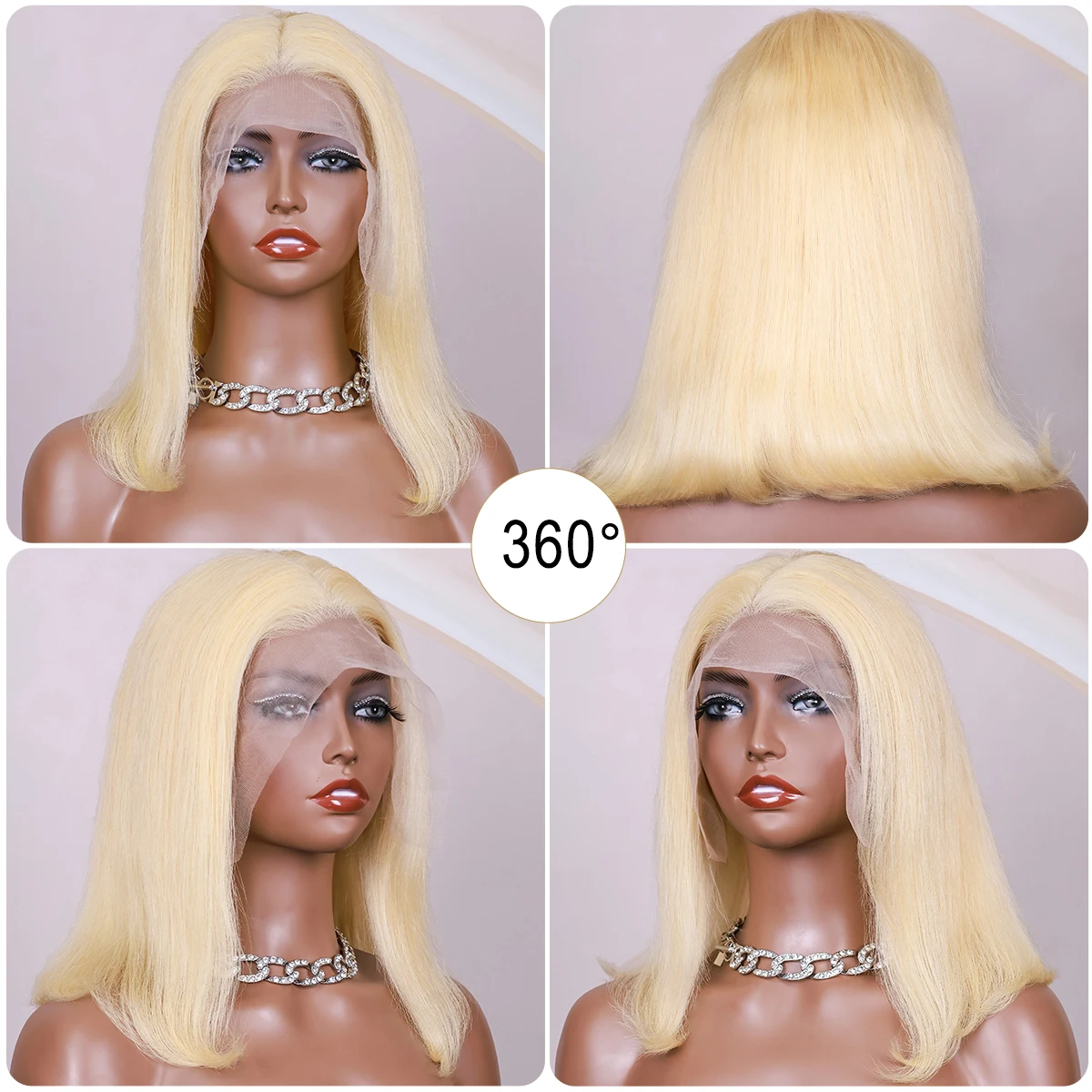 شقراء قصيرة مستقيم بوب شعر مستعار شعر الإنسان 613 الملونة الدانتيل شعر مستعار أمامي 13x4 HD الدانتيل أمامي قبل قطعها غلويليس قصيرة بوب للنساء