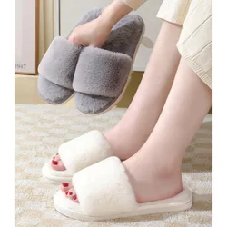 House Slipper Women Fuzzy Winter Warm Plush Indoor Floor Non Slip room Home Shoes Flat Female Footwear Hairy Furry 2024 New