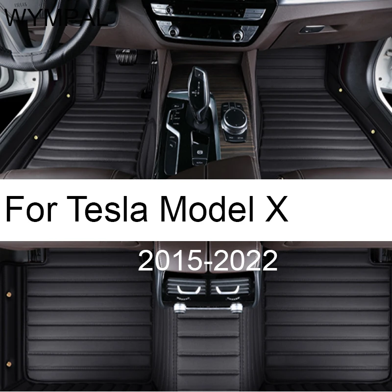 

Car Mats For Tesla Model X 7 Seat 2015~2022 Full Set Luxury Carpets Rug Anti Dirt Pad Leather Mat Car Accessories Tapete Carro