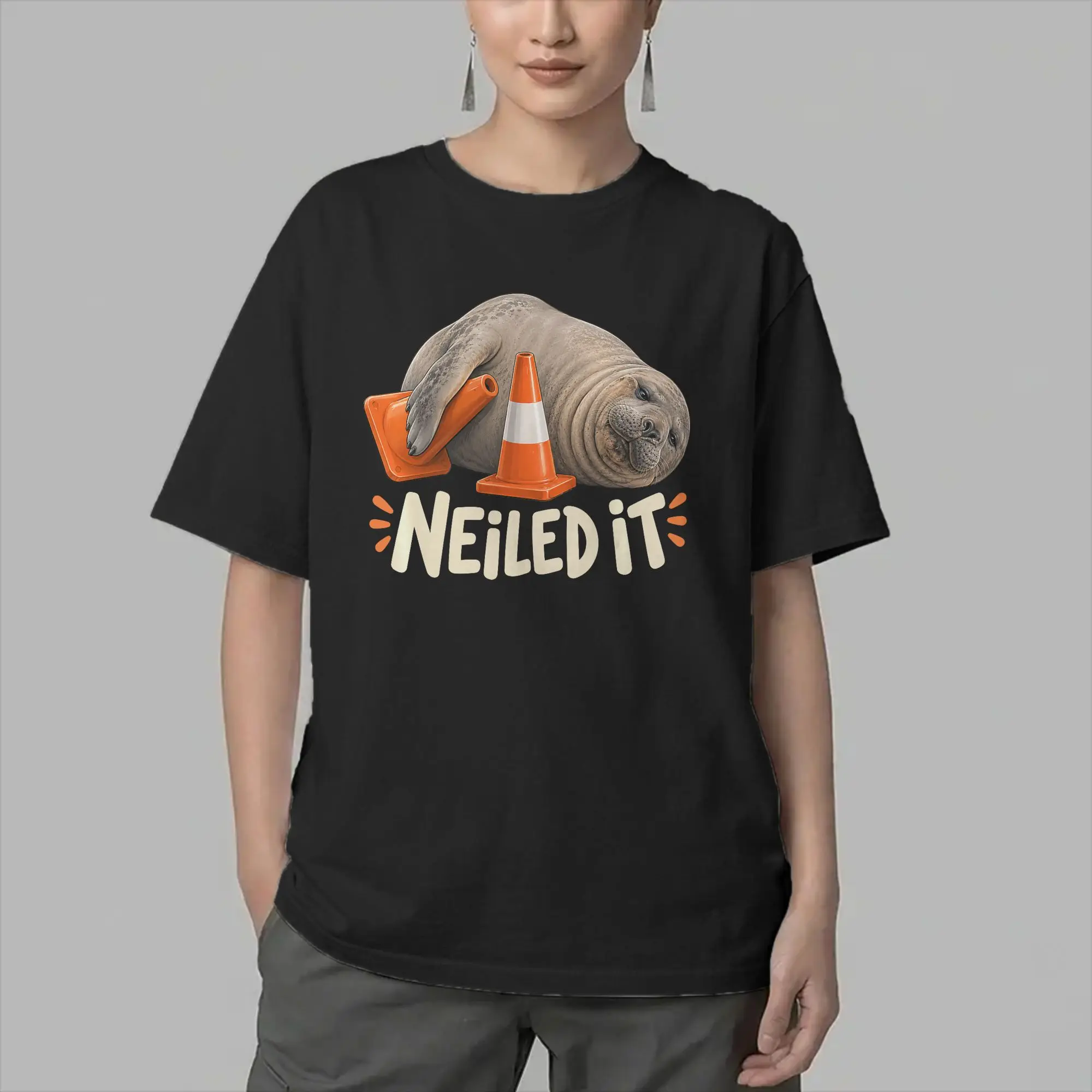 Neil The Seal Funny Elephant Seal Meme T-Shirts Men  Leisure Cotton Tees Crew Neck Short Sleeve T Shirts Printed Tops
