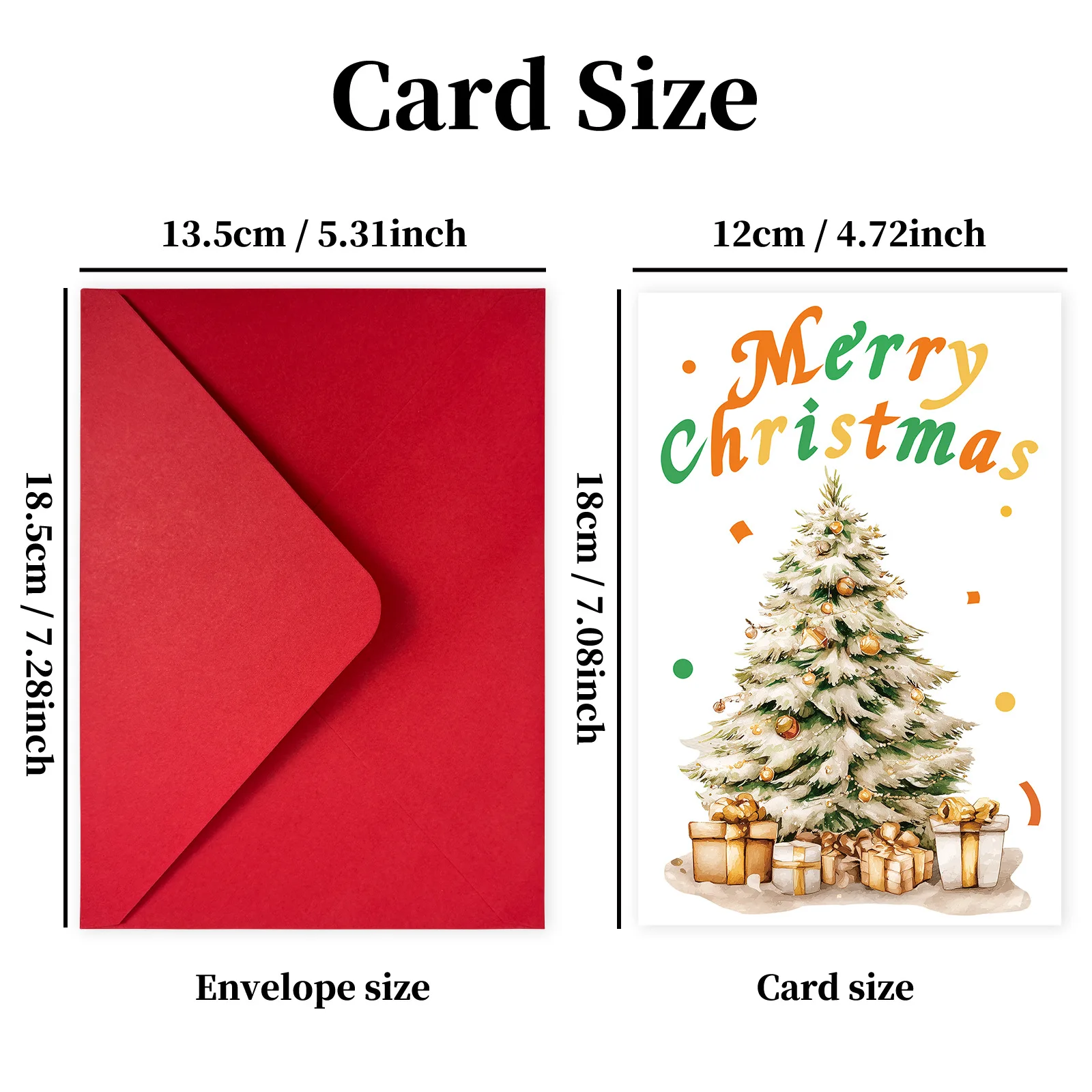 1pc New Christmas Card with Envelope Christmas Blessing Card Thank You Invitation Blank Folding Card Blessing Message Set