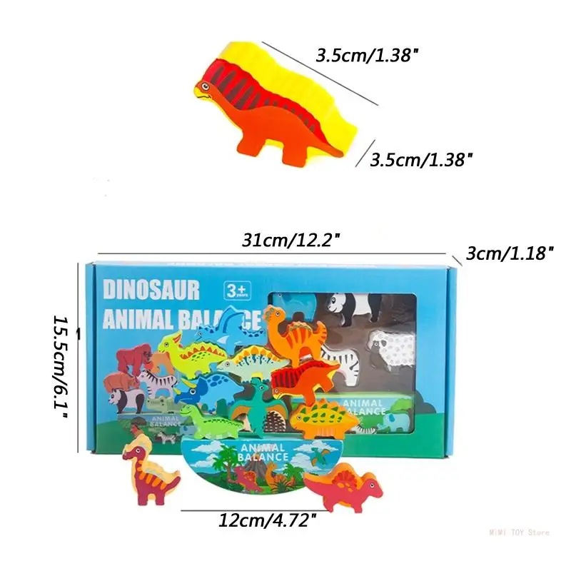 Table for Play Toy Game Portable Multifunctional Wooden Blocks Dinosaur/Forest Animal for Creative Kids Gift