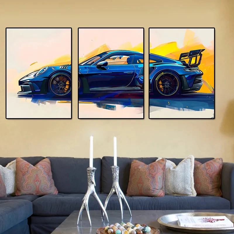 3 Pósters de Superdeportivos, Impresiones de Autos Deportivos Famosos, Lienzo Decorativo para Pared, Arte de Autos para Habitaci