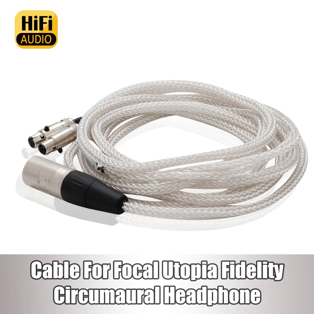 

High Quality 16cores 5N Pure Silver Cable for Audeze Cable Headphone Upgrade Extension Cord Clear teflon sleeve insulator