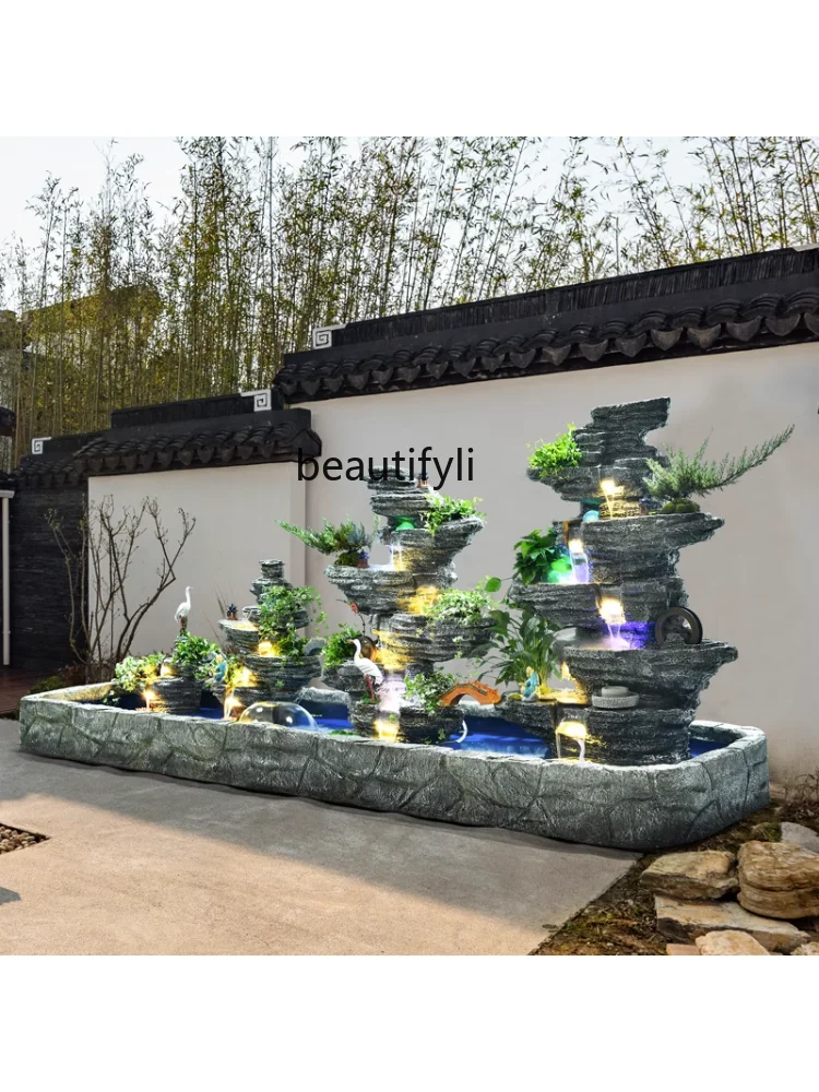 Villa Lobby Meeting Garden Large Rockery Fountain Yard High Mountain and Flowing Water Chinese Creative Decoration