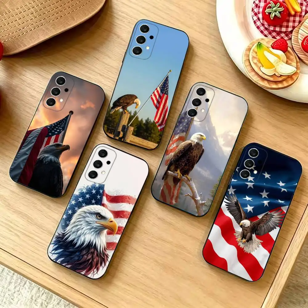 American flag eagle Shockproof Black Cell Phone Cover, Fit for Samsung S20,S21,S22,S23,S24,S25,S26,Ultra,Plus,FE,Lite