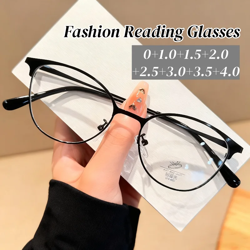 

Women's Cat Eye Reading Glasses Trendy Vintage Small Oval Frame Far Sight Eyewear Men Ladies Ultralight Hyperopia Eyeglasses