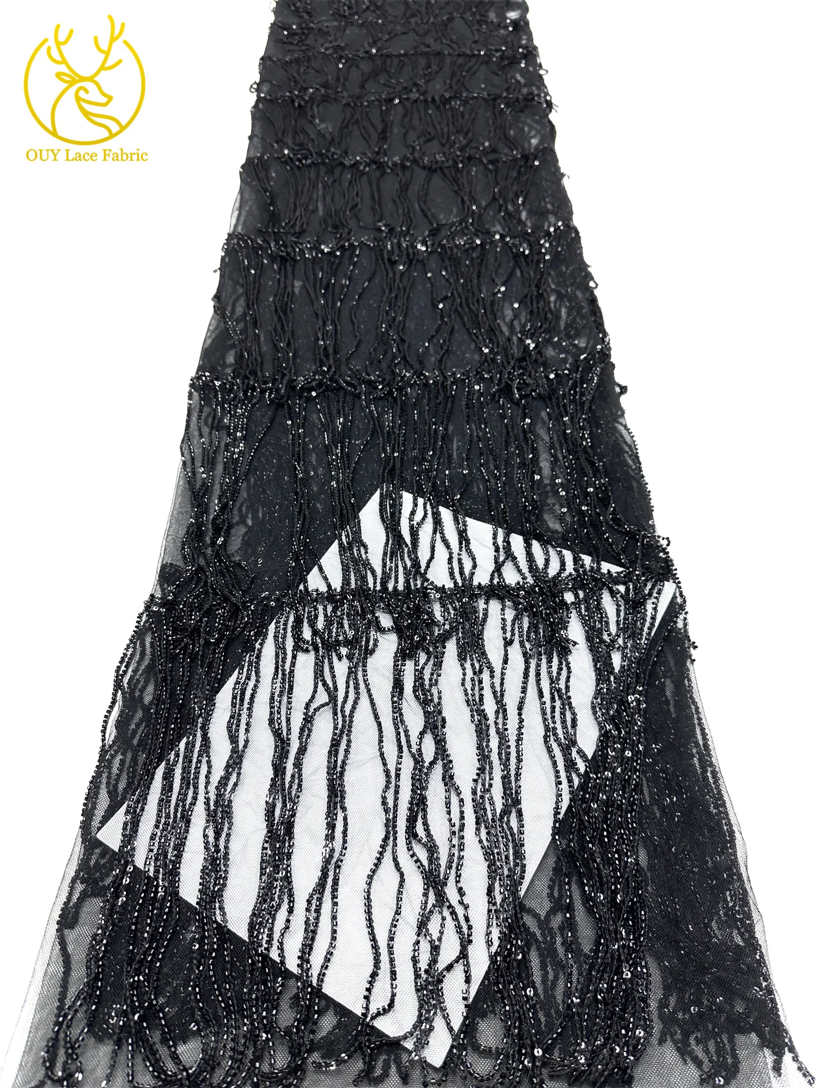 Weinroter nigerianischer 3D-Quasten-Perlen-Spitzenstoff, französischer Pailletten-Tüll-Spitzenstoff, afrikanischer Spitzenstoff für Damen, Hochzeitskleid, Nähen – Detail 34