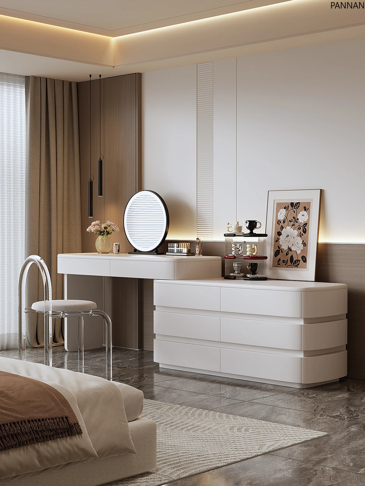 

Light luxury high-end bedroom solid wood makeup table simple modern dresser chest integrated