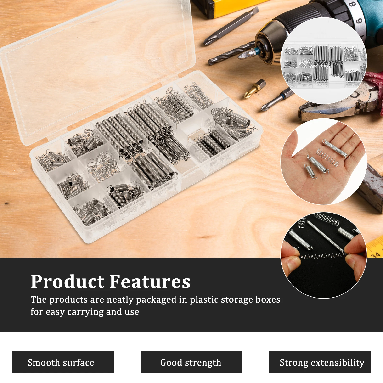200 قطعة مجموعة متنوعة من زنبرك الضغط والتمديد 20 مقاسات مختلفة 4 مللي متر إلى 9 مللي متر تشكيلة نوابض معدنية فضفاضة من الفولاذ #4