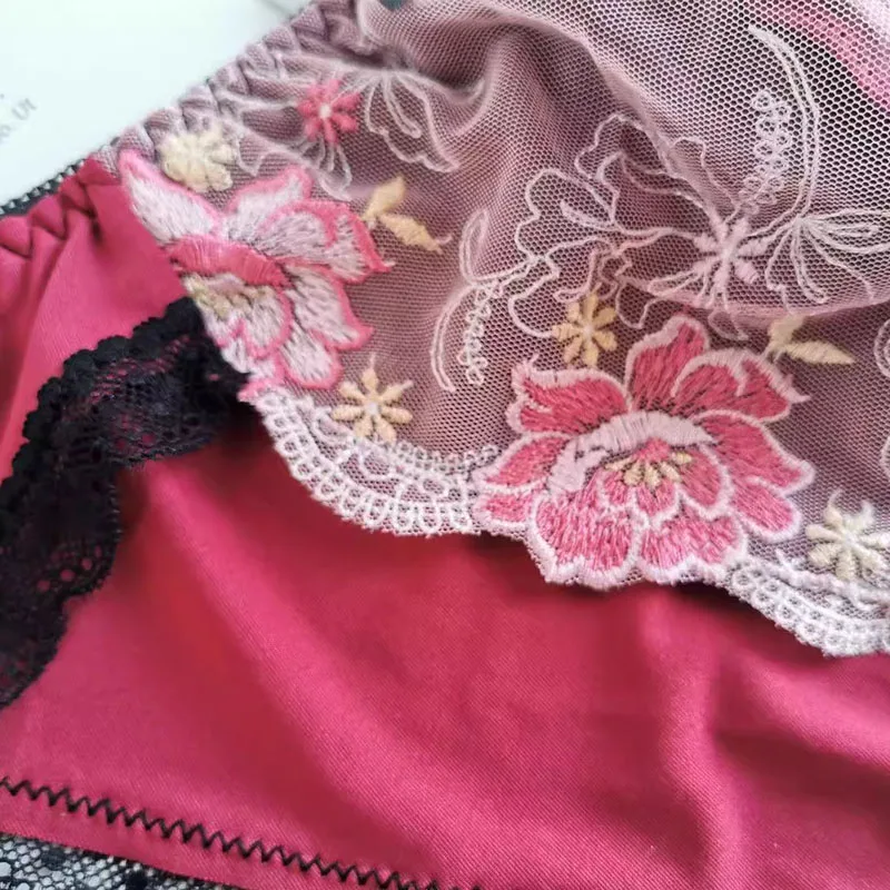 Вино-красный кружевной мешочек с вышивкой и бантом, мужские сексуальные трусы, трансвестит, трусики для пар с низкой талией, BF, костюм для частной вечеринки