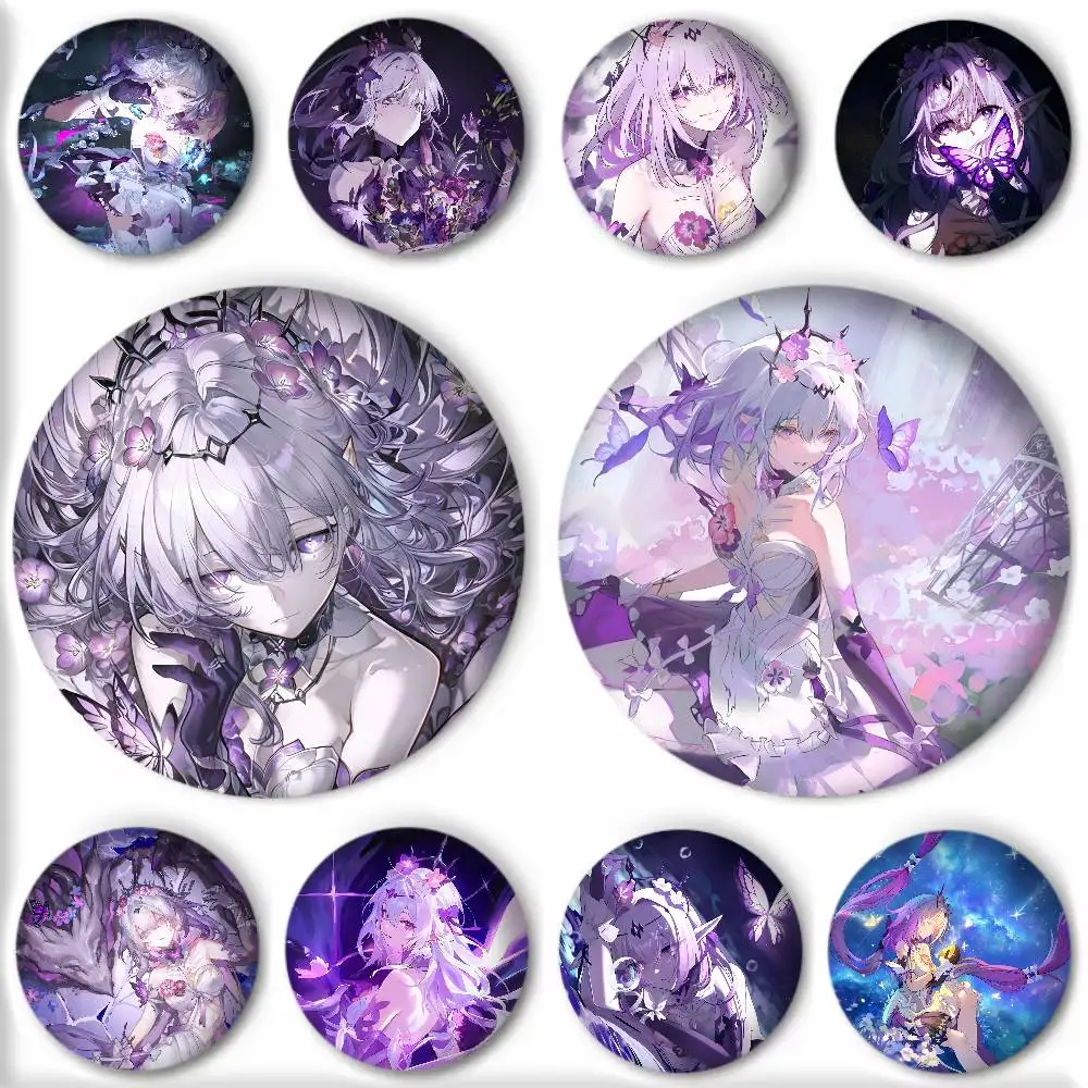 Game Anime Honkai Star Rail Castorice Badge Round Art Brooch Clothes Backpack Accessories Lapelnd Laserh